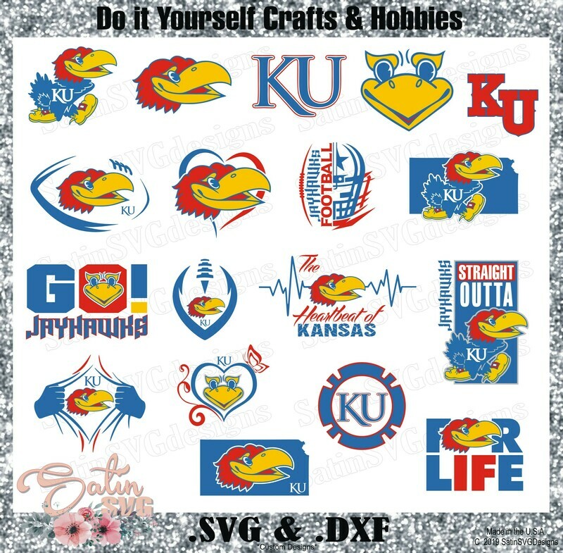 Kansas Jayhawks Update Set College Design SVG Files, Cricut, Silhouette Studio, Digital Cut Files
