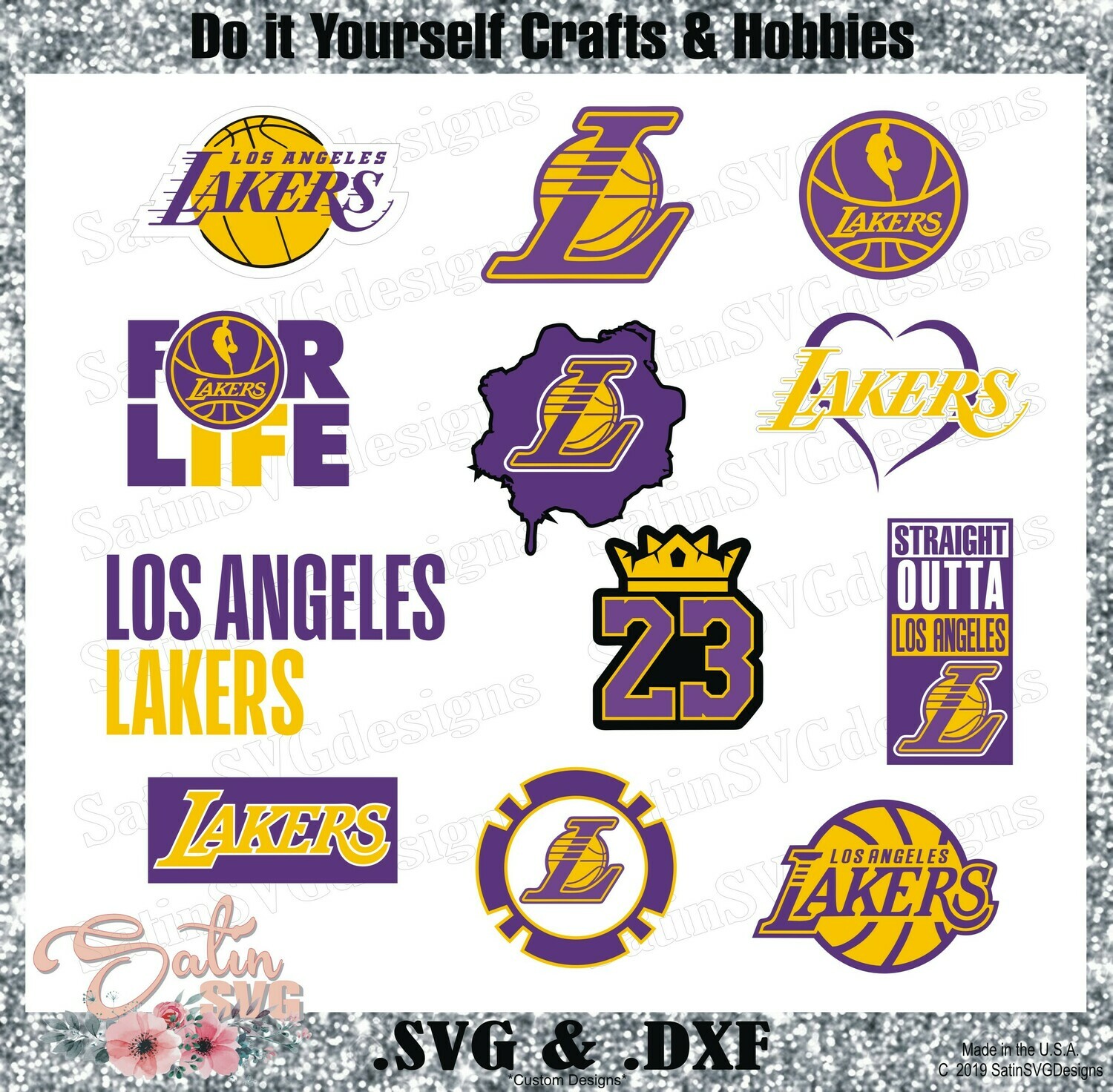 Los Angeles Lakers NEW Custom NBA Designs. SVG Files, Cricut, Silhouette Studio, Digital Cut Files, Infusible Ink