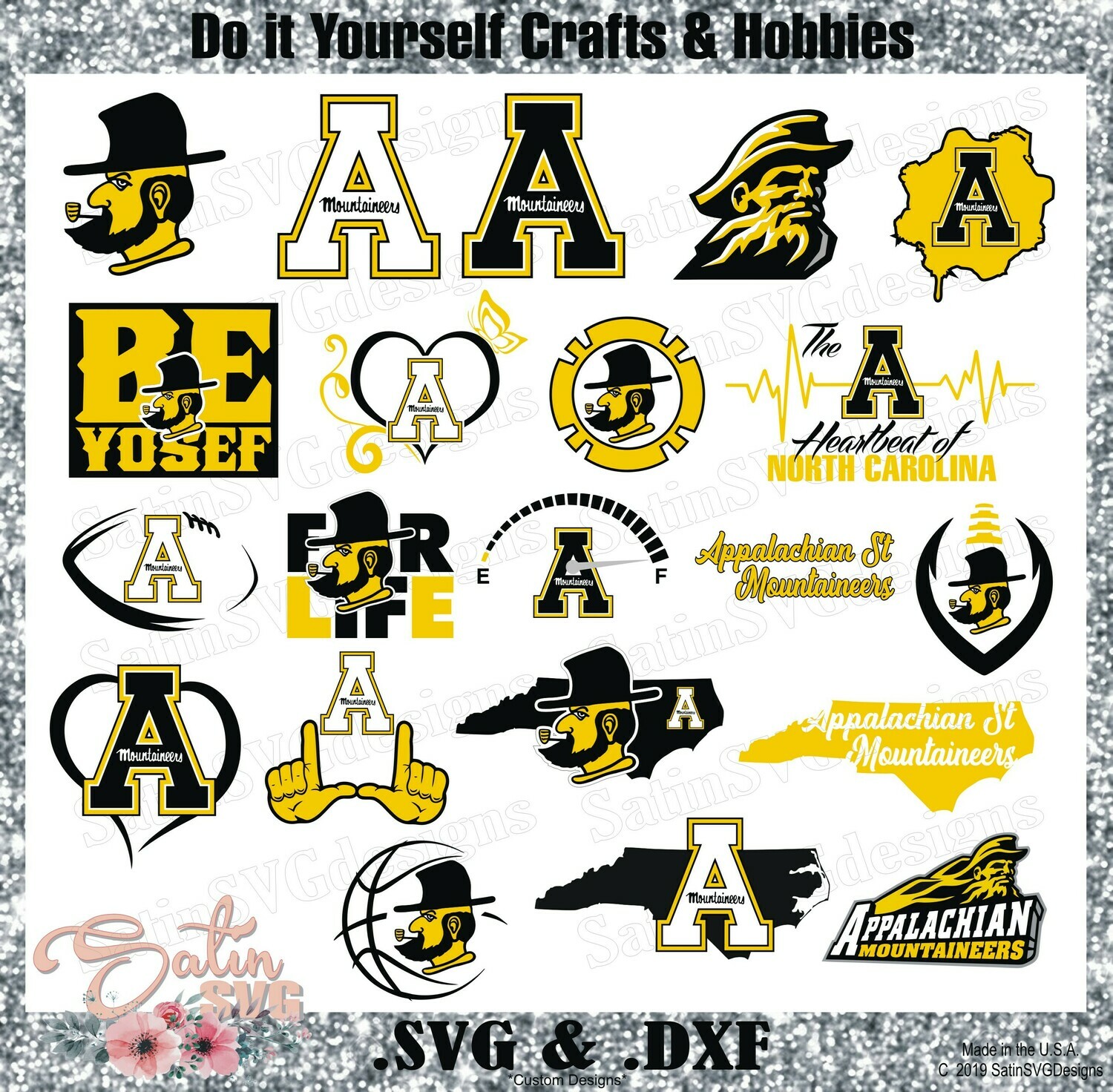 Appalachian State University Mountaineers NEW Custom Designs. SVG Files, Cricut, Silhouette Studio, Digital Cut Files, Infusible Ink