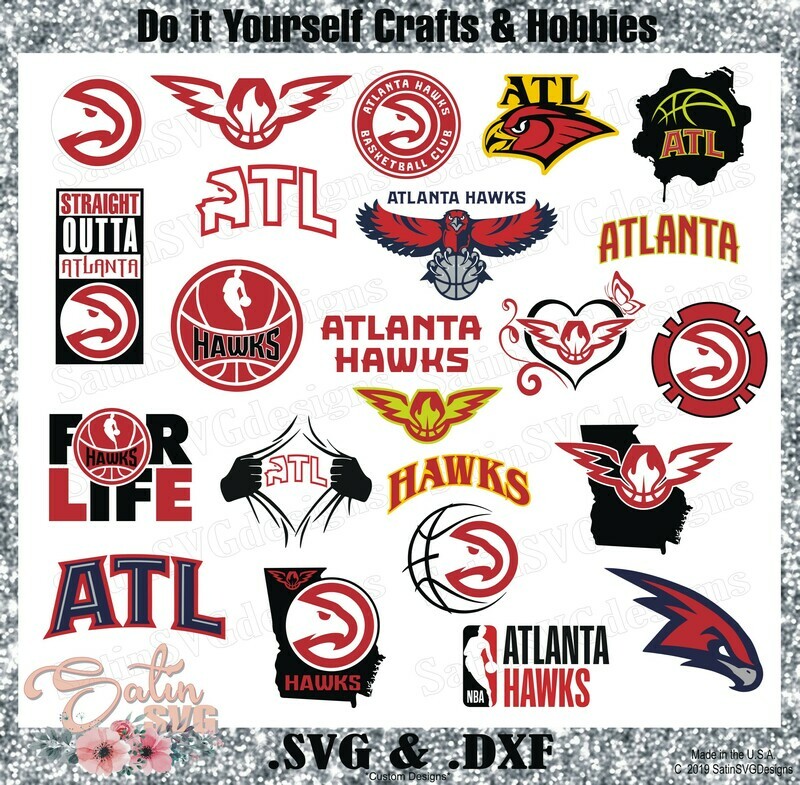 Atlanta Hawks NEW Custom NBA Basketball Designs. SVG Files, Cricut, Silhouette Studio, Digital Cut Files, Infusible Ink