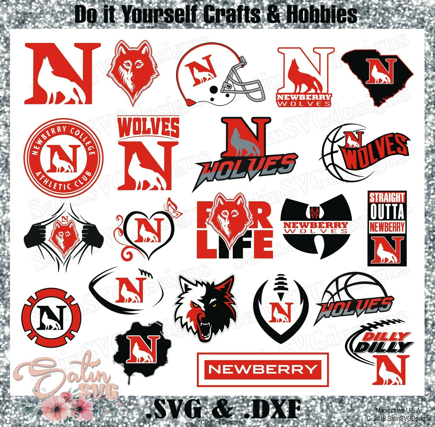 Newberry Wolves, Newberry University NEW Custom Designs. SVG Files, Cricut, Silhouette Studio, Digital Cut Files, Infusible Ink