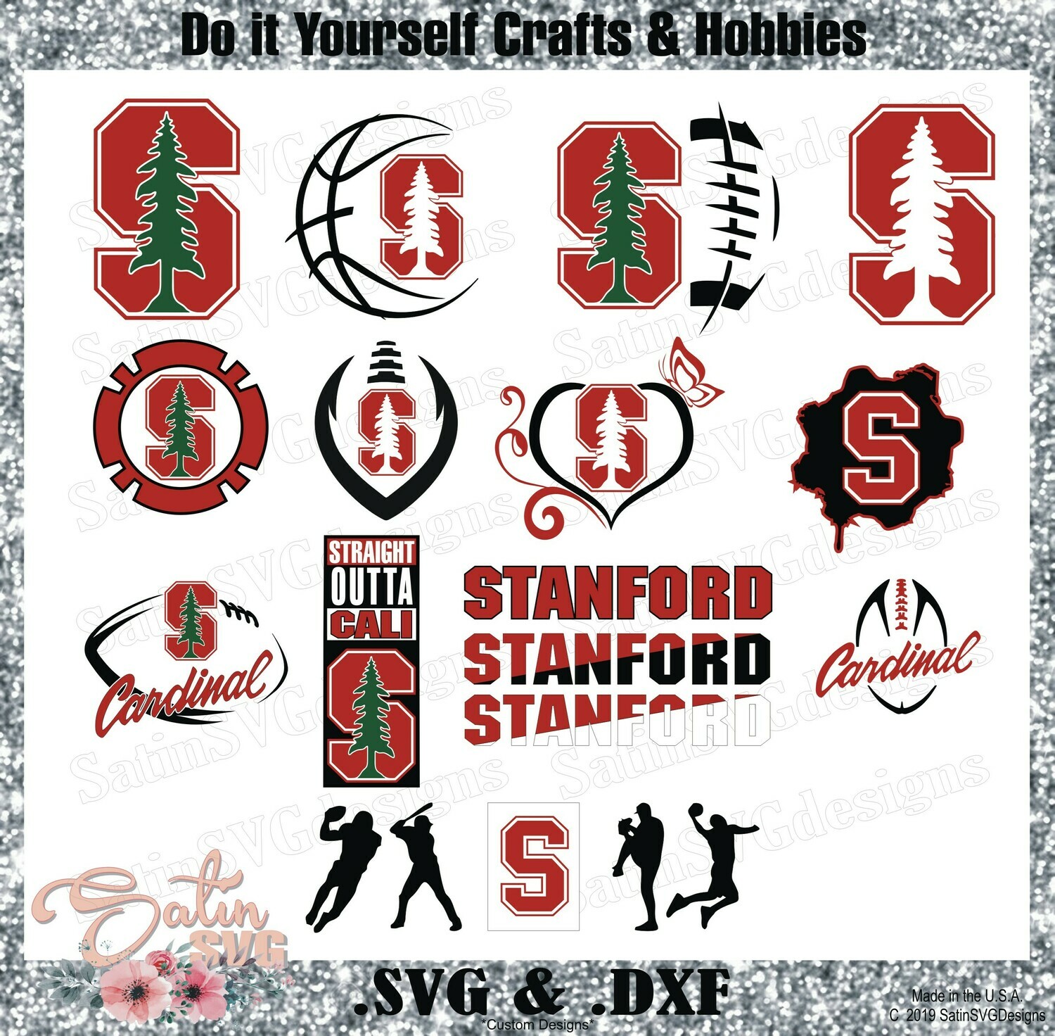 Stanford Cardinal, Stanford University NEW Custom Designs. SVG Files, Cricut, Silhouette Studio, Digital Cut Files, Infusible Ink