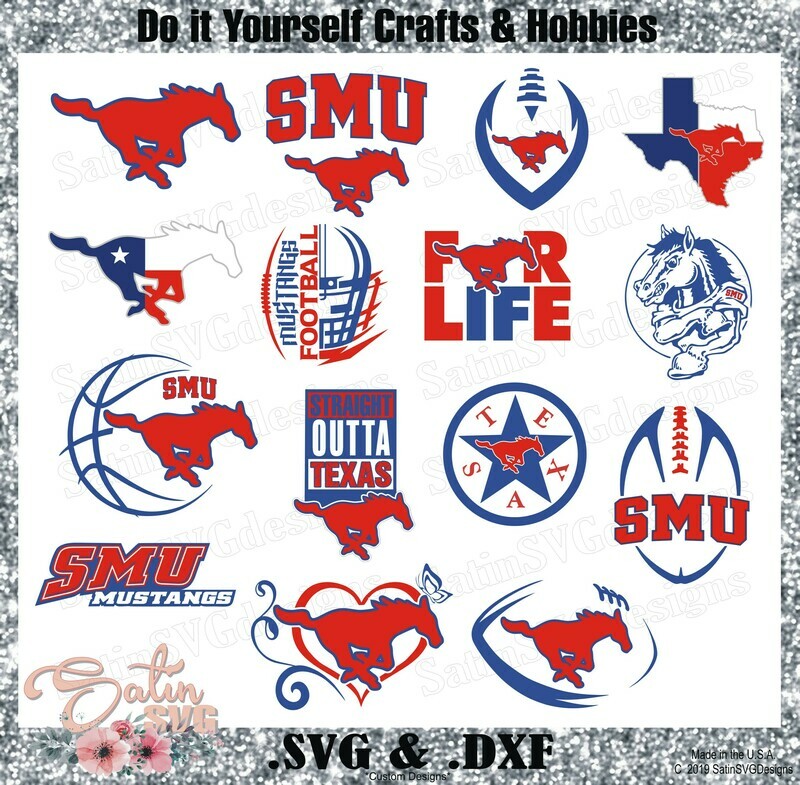 SMU Mustangs, Southern Methodist University NEW Custom Designs. SVG Files, Cricut, Silhouette Studio, Digital Cut Files, Infusible Ink