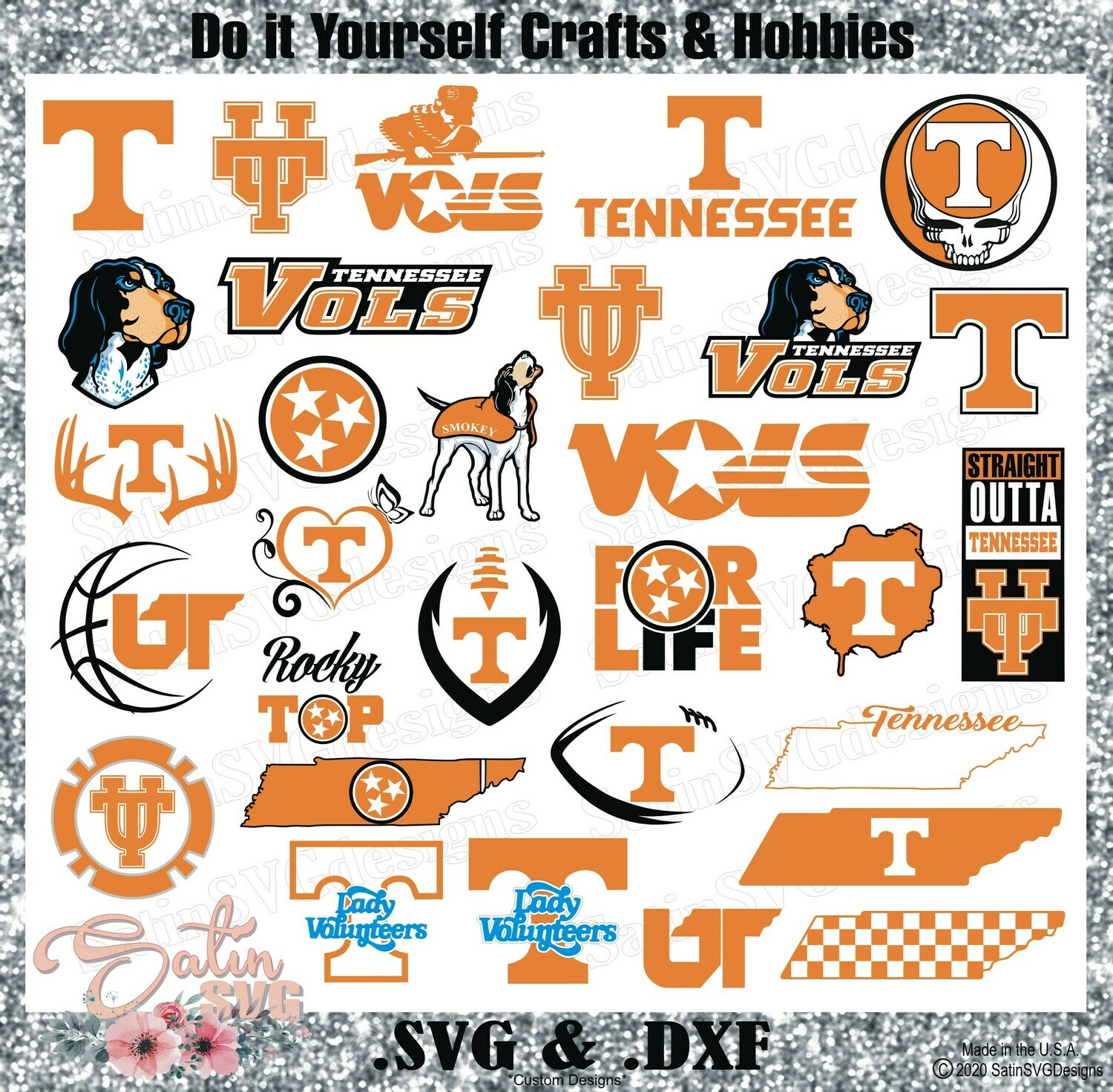 Tennessee Volunteers, Tennessee Vols University NEW Custom Designs. SVG Files, Cricut, Silhouette Studio, Digital Cut Files, Infusible Ink
