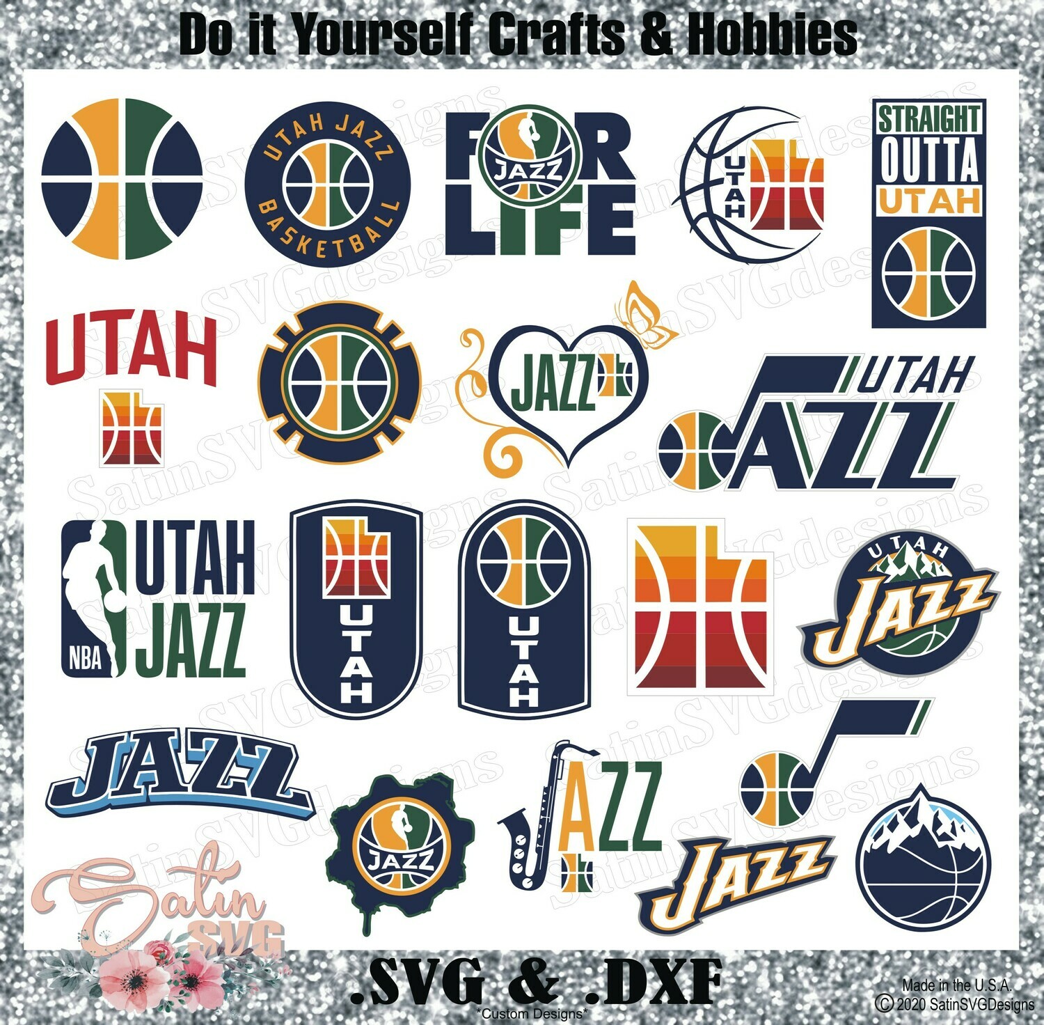 Download Utah Jazz New Custom Nba Basketball Designs Svg Files Cricut Silhouette Studio Digital Cut Files Infusible Ink