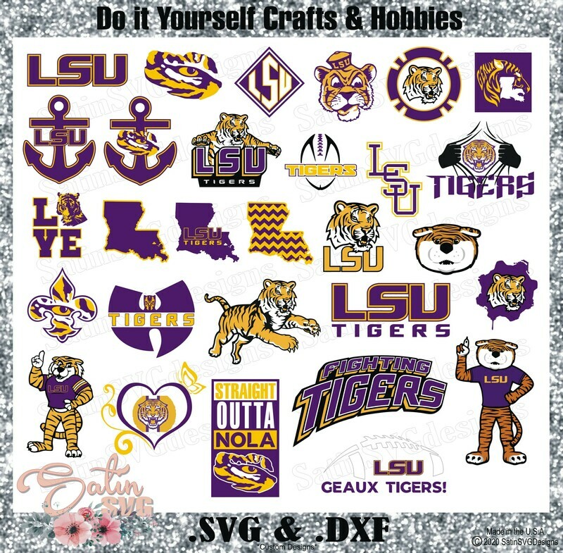 LSU Tigers Louisiana State University NEW Design SVG Files, Cricut, Silhouette Studio, Digital Cut Files