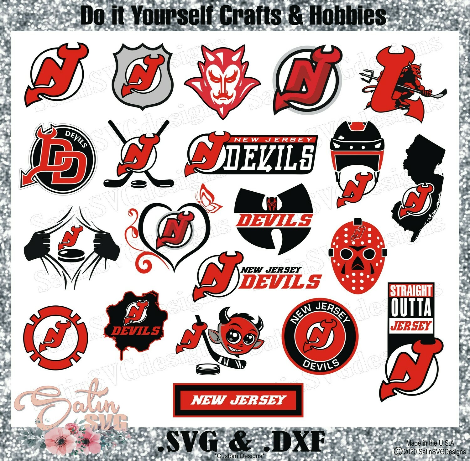 New Jersey Devils NEW Custom NHL Hockey Designs. SVG Files, Cricut, Silhouette Studio, Digital Cut Files, Infusible Ink