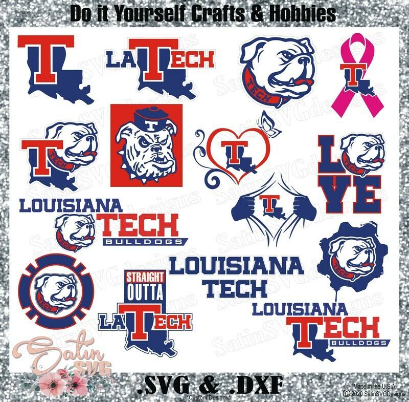 LA Tech Bulldogs, Louisiana Tech University NEW Custom Designs. SVG Files, Cricut, Silhouette Studio, Digital Cut Files, Infusible Ink