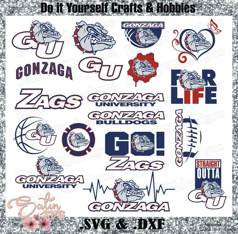 Gonzaga Bulldogs, Gonzaga University NEW Custom Zags Designs. SVG Files, Cricut, Silhouette Studio, Digital Cut Files, Infusible Ink