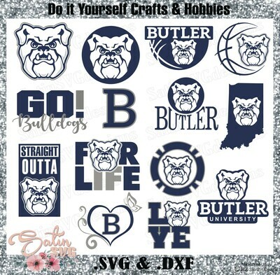 Butler Bulldogs, Butler University NEW Custom Designs. SVG Files, Cricut, Silhouette Studio, Digital Cut Files, Infusible Ink