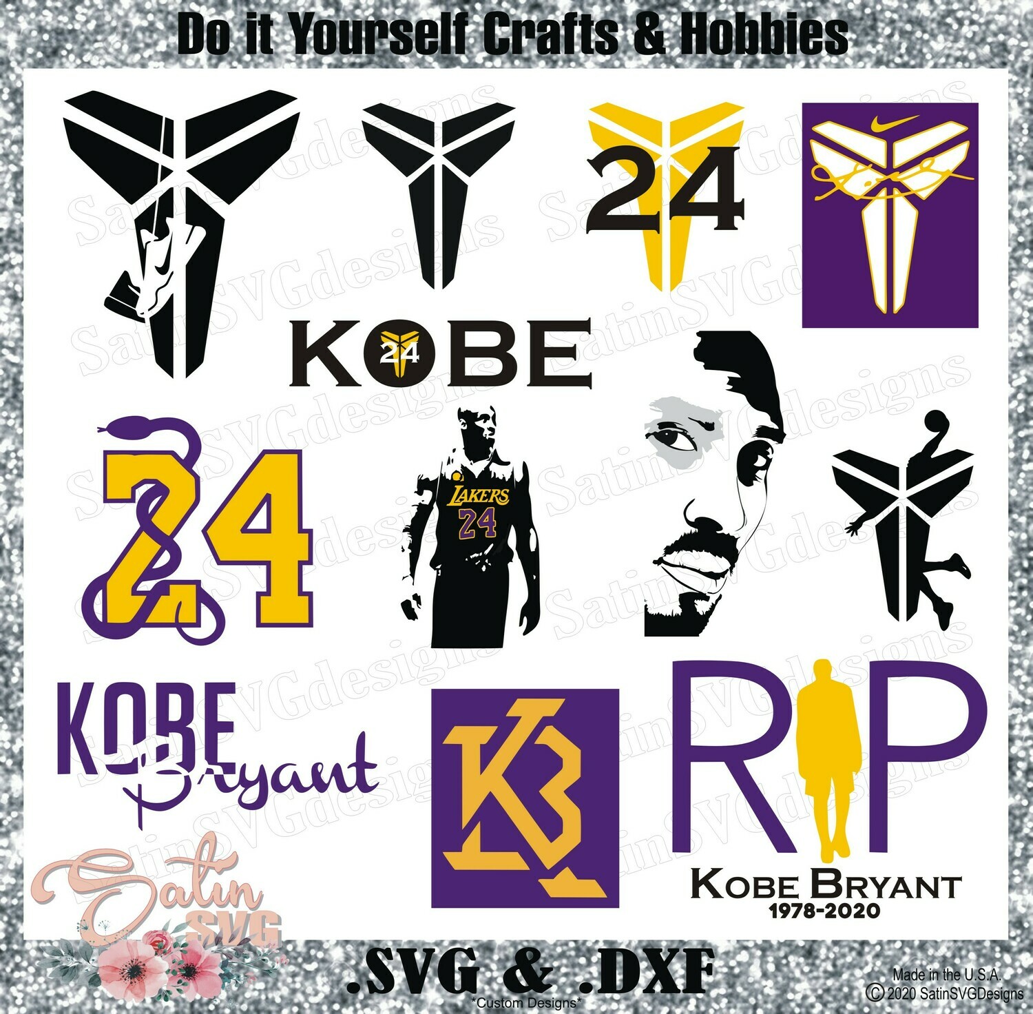 Download Kobe Bryant 24 La Lakers New Custom Designs Svg Files Cricut Silhouette Studio Digital Cut Files Infusible Ink