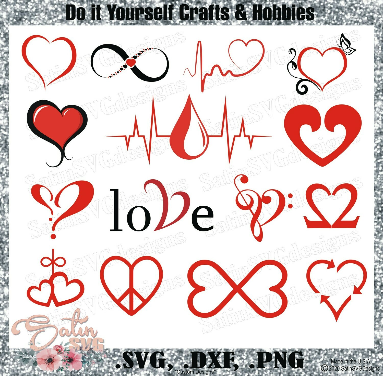 Heart-Love Design SVG Files, Cricut, Silhouette Studio, Digital Cut Files Valentines