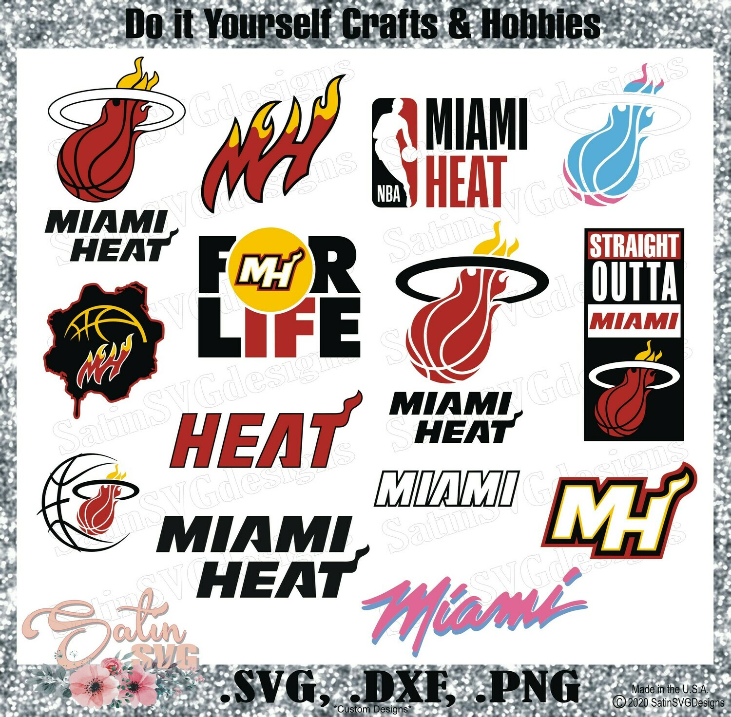 Miami Heat Basketball NEW Custom Designs. SVG Files, Cricut, Silhouette Studio, Digital Cut Files, Infusible Ink