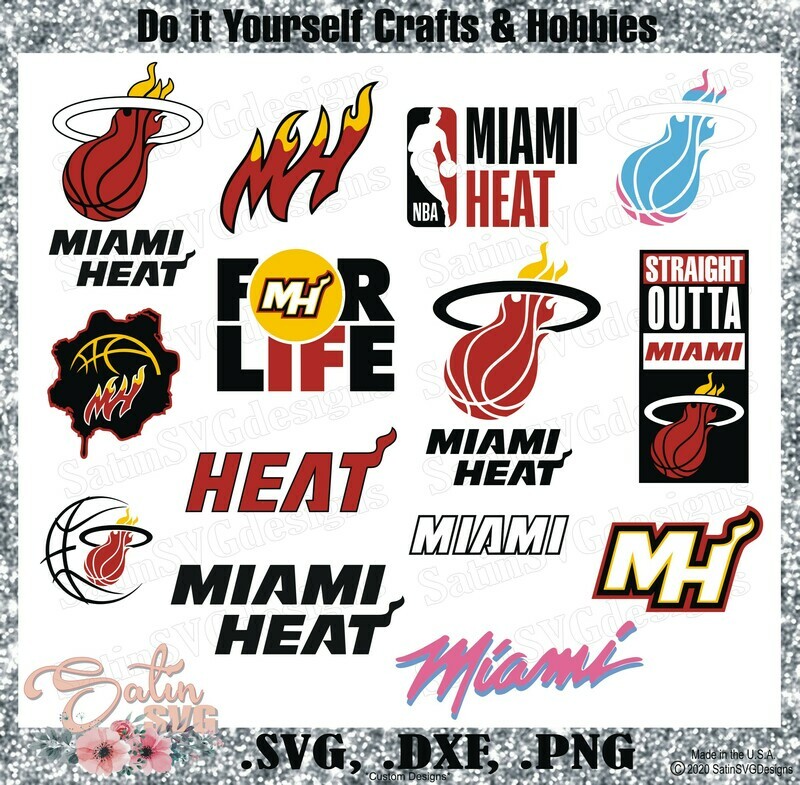 Miami Heat Basketball NEW Custom Designs. SVG Files, Cricut, Silhouette Studio, Digital Cut Files, Infusible Ink