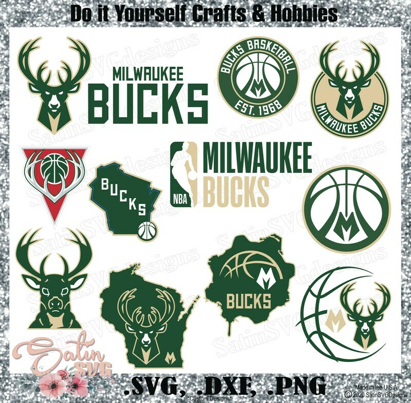 Milwaukee Bucks Basketball NEW Custom Designs. SVG Files, Cricut, Silhouette Studio, Digital Cut Files, Infusible Ink