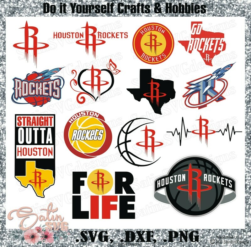 Houston Rockets Basketball NEW Custom Designs. SVG Files, Cricut, Silhouette Studio, Digital Cut Files, Infusible Ink