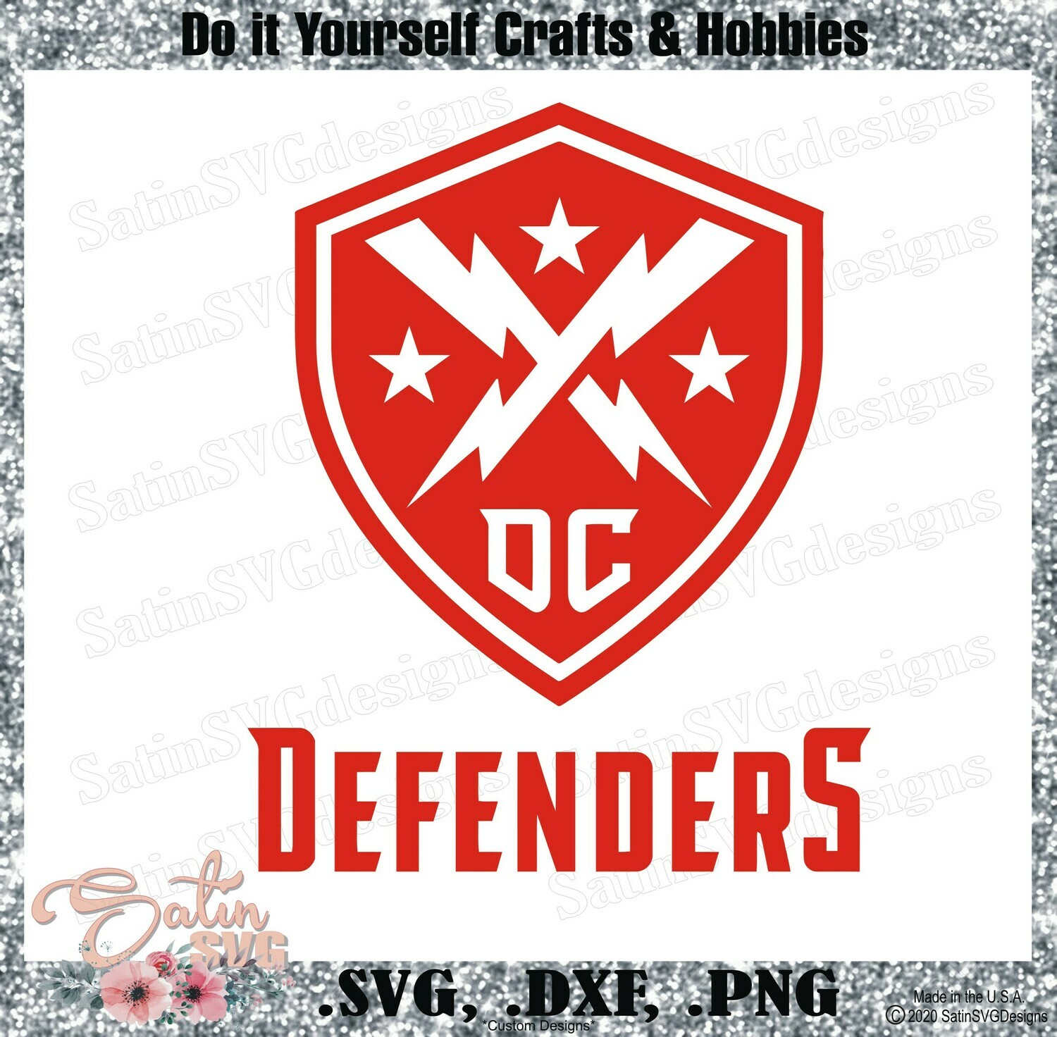 DC Defenders XFL Football NEW Custom Logo Designs. SVG Files, Cricut, Silhouette Studio, Digital Cut Files, Infusible Ink