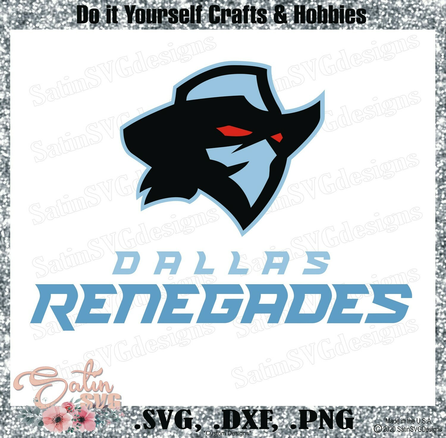 Dallas Renegades XFL Football NEW Custom Logo Designs. SVG Files, Cricut, Silhouette Studio, Digital Cut Files, Infusible Ink
