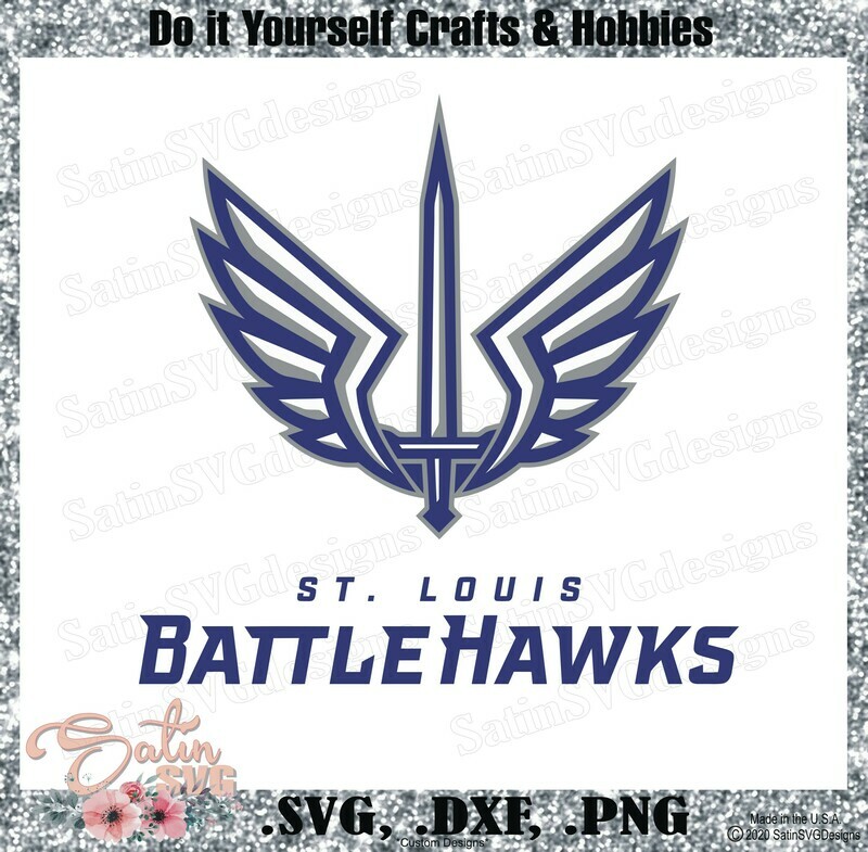 St. Louis Battlehawks XFL Football NEW Custom Logo Designs. SVG Files, Cricut, Silhouette Studio, Digital Cut Files, Infusible Ink