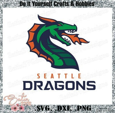 Seattle Dragons XFL Football NEW Custom Logo Designs. SVG Files, Cricut, Silhouette Studio, Digital Cut Files, Infusible Ink