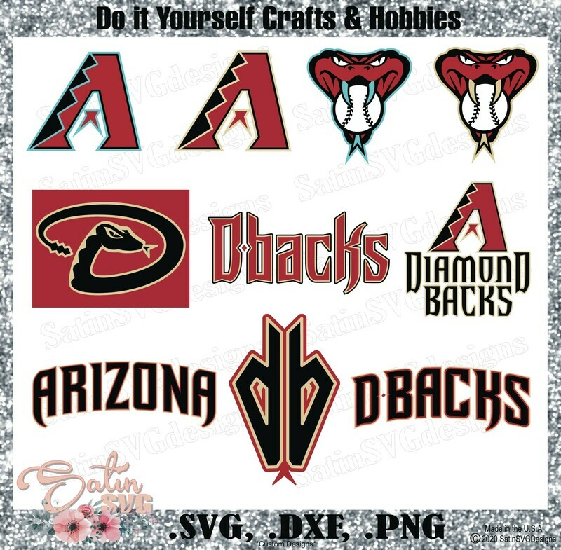 Arizona Diamondbacks Baseball Set Design SVG Files, Cricut, Silhouette Studio, Digital Cut Files