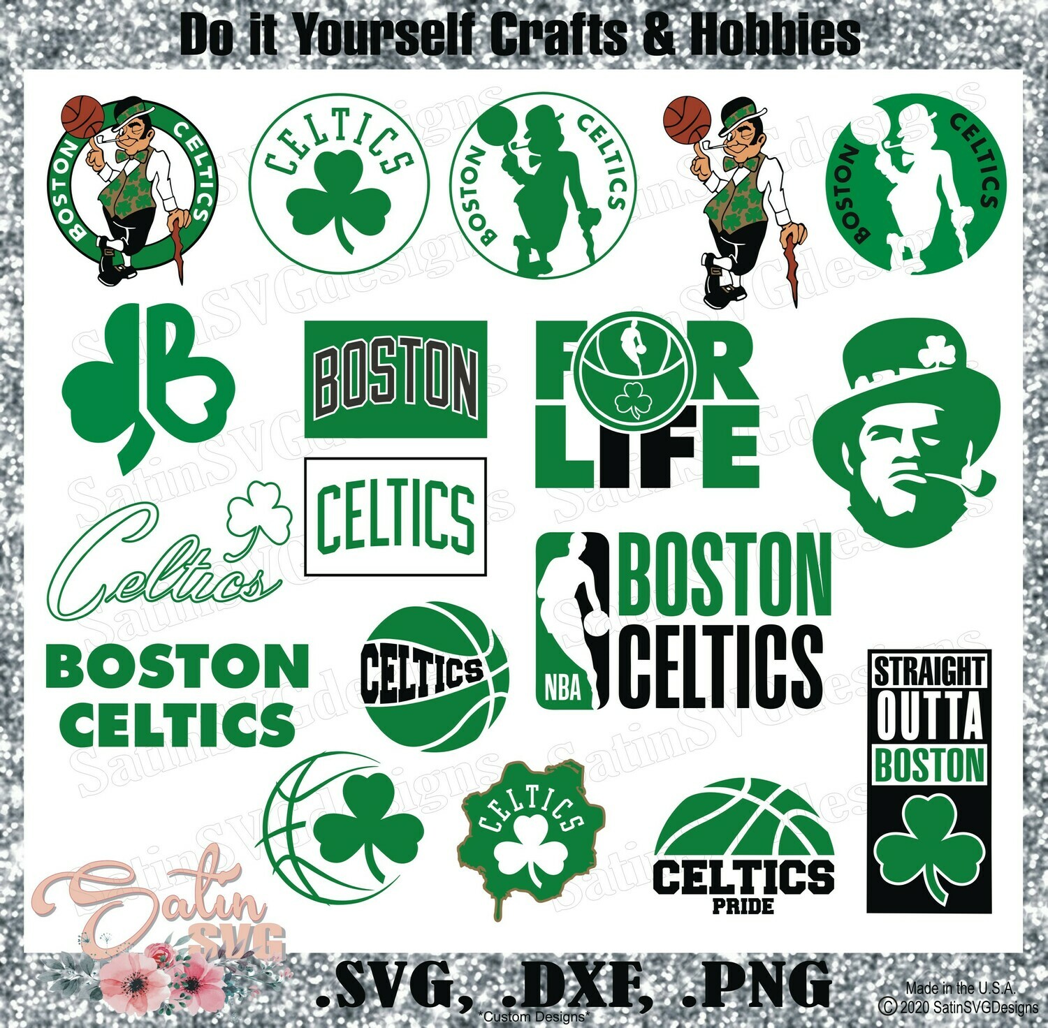 Boston Celtics Basketball NEW Custom Designs. SVG Files, Cricut, Silhouette Studio, Digital Cut Files, Infusible Ink