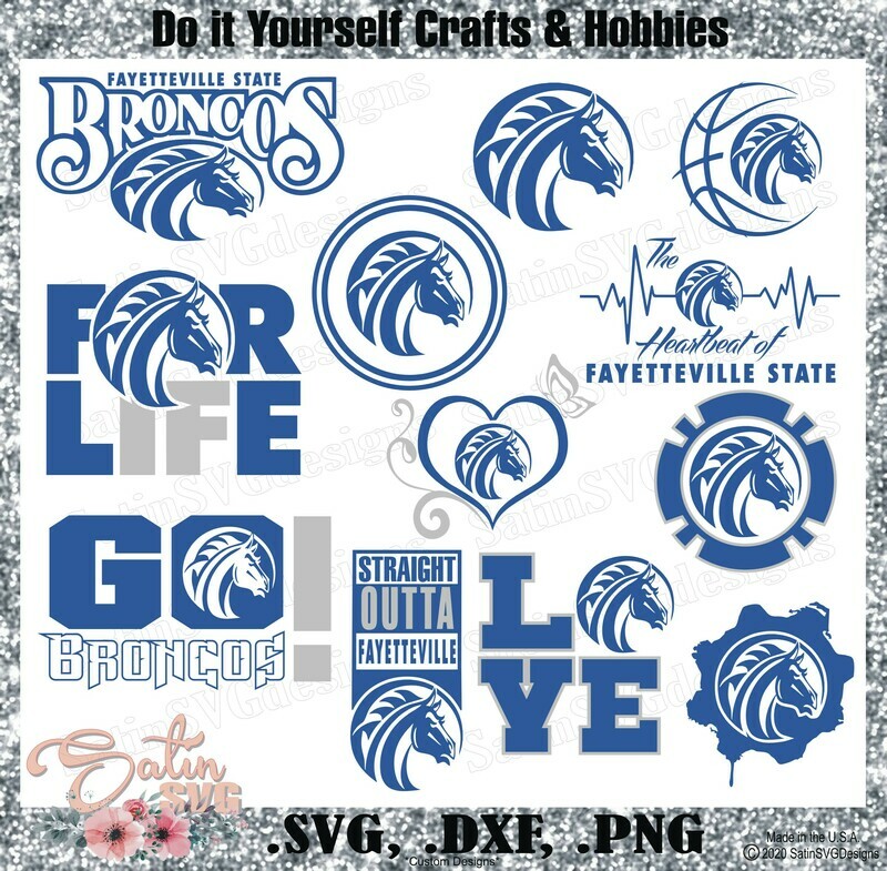 Fayetteville State Broncos University NEW Custom Designs. SVG Files, Cricut, Silhouette Studio, Digital Cut Files, Infusible Ink