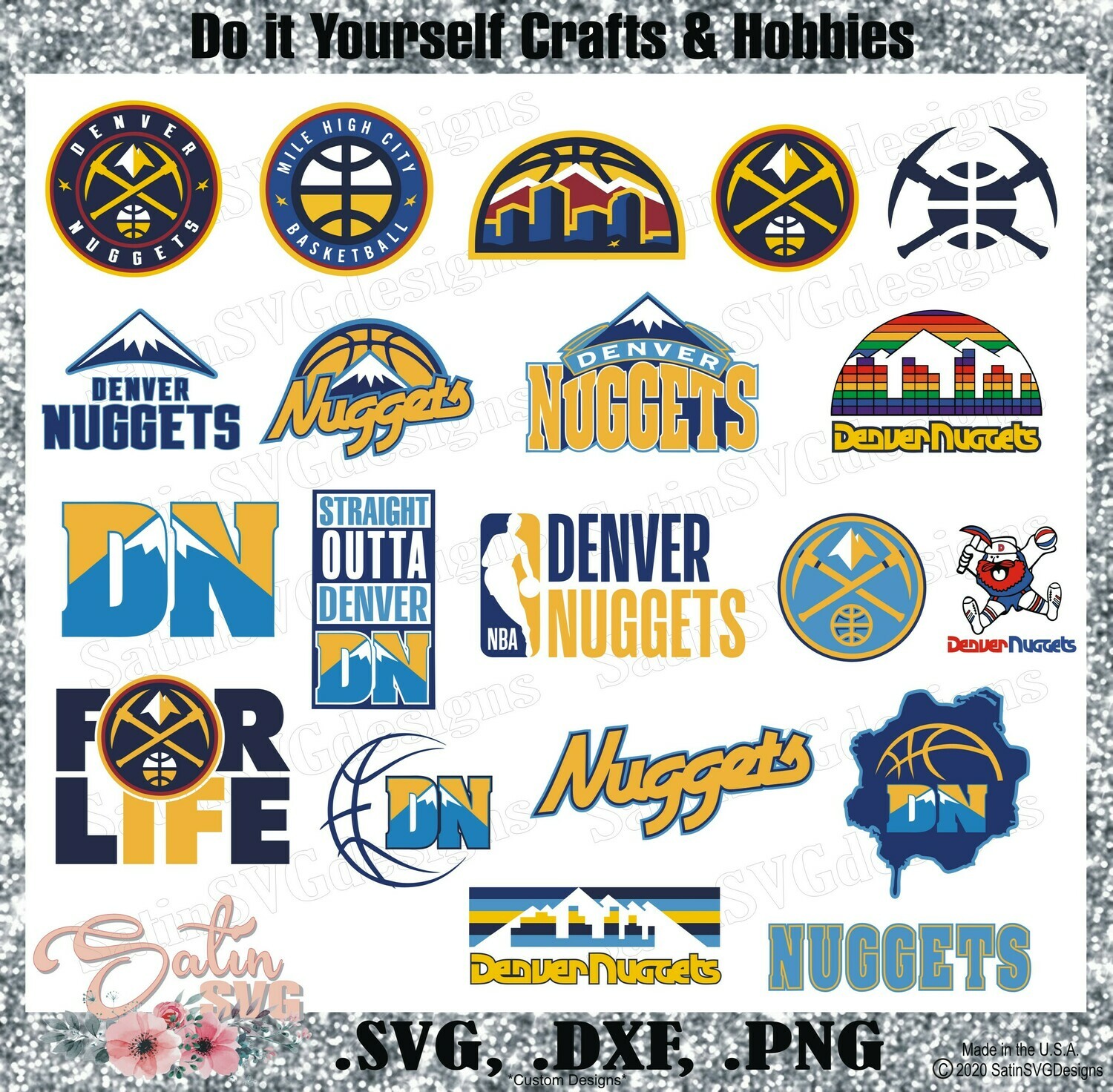 Denver Nuggets Basketball NEW Custom Designs. SVG Files, Cricut, Silhouette Studio, Digital Cut Files, Infusible Ink