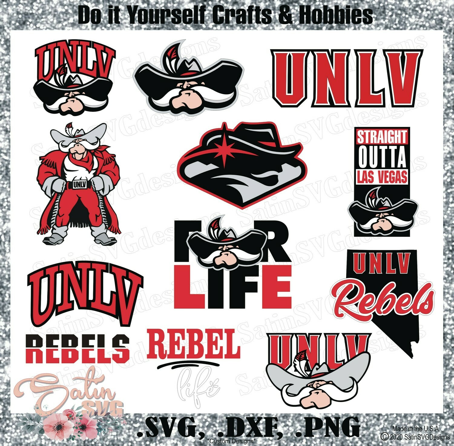 UNLV REBELS University of Nevada, Las Vegas NEW Custom Designs. SVG Files, Cricut, Silhouette Studio, Digital Cut Files, Infusible Ink
