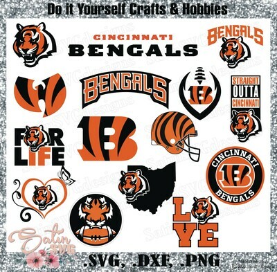 Cincinnati Bengals Set Design NEW SVG Files, Cricut, Silhouette Studio, Digital Cut Files