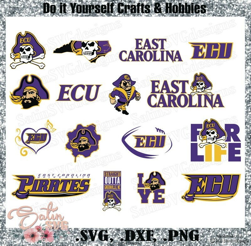 East Carolina Pirates, East Carolina University NEW Custom Designs. SVG Files, Cricut, Silhouette Studio, Digital Cut Files, Infusible Ink