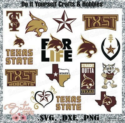 Texas State Bobcats, Texas State University NEW Custom Designs. SVG Files, Cricut, Silhouette Studio, Digital Cut Files, Infusible Ink