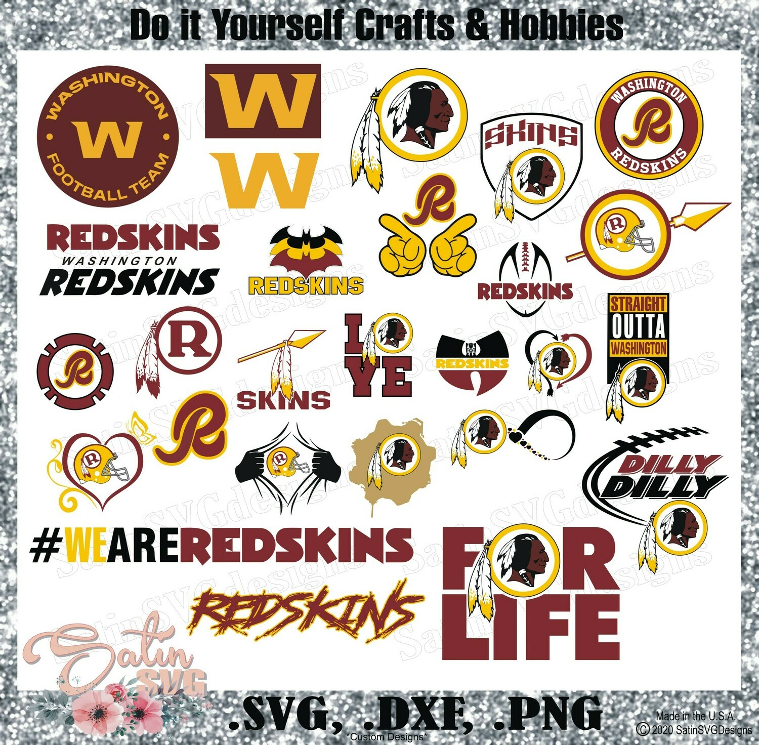 Washington Football Team (formerly Redskins) Design Set NEW SVG Files, NFL  Football - Cricut, Silhouette Studio, Digital Cut Files