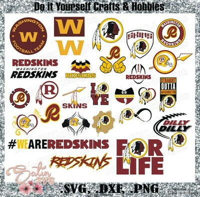 Washington Football Team (formerly Redskins) Design Set NEW SVG Files, NFL Football - Cricut, Silhouette Studio, Digital Cut Files