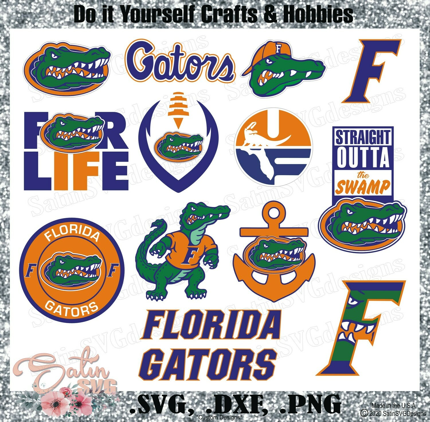 Florida Gators, University of Florida NEW Custom Designs. SVG Files, Cricut, Silhouette Studio, Digital Cut Files, Infusible Ink