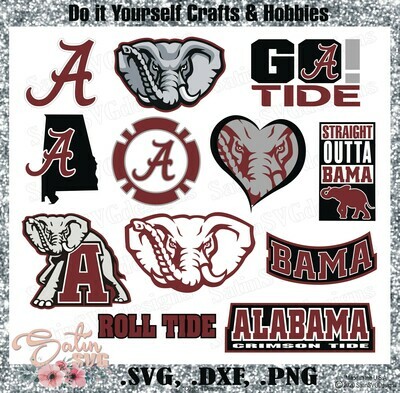 Alabama Crimson Tide, Roll Tide NEW Custom Designs. SVG Files, Cricut, Silhouette Studio, Digital Cut Files, Infusible Ink