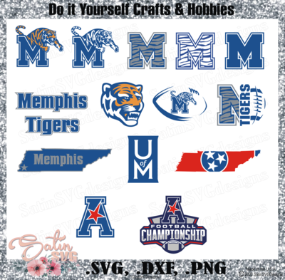 Memphis Tigers, University of Memphis NEW Custom Designs. SVG Files, Cricut, Silhouette Studio, Digital Cut Files, Infusible Ink