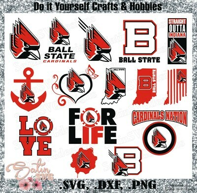 Ball State Cardinals, Ball State University NEW Custom Designs. SVG Files, Cricut, Silhouette Studio, Digital Cut Files, Infusible Ink