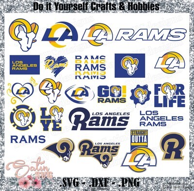 Los Angeles Rams NEW 2022 Design Bundle Set SVG Files, NFL Football - Cricut, Silhouette Studio, Digital Cut Files