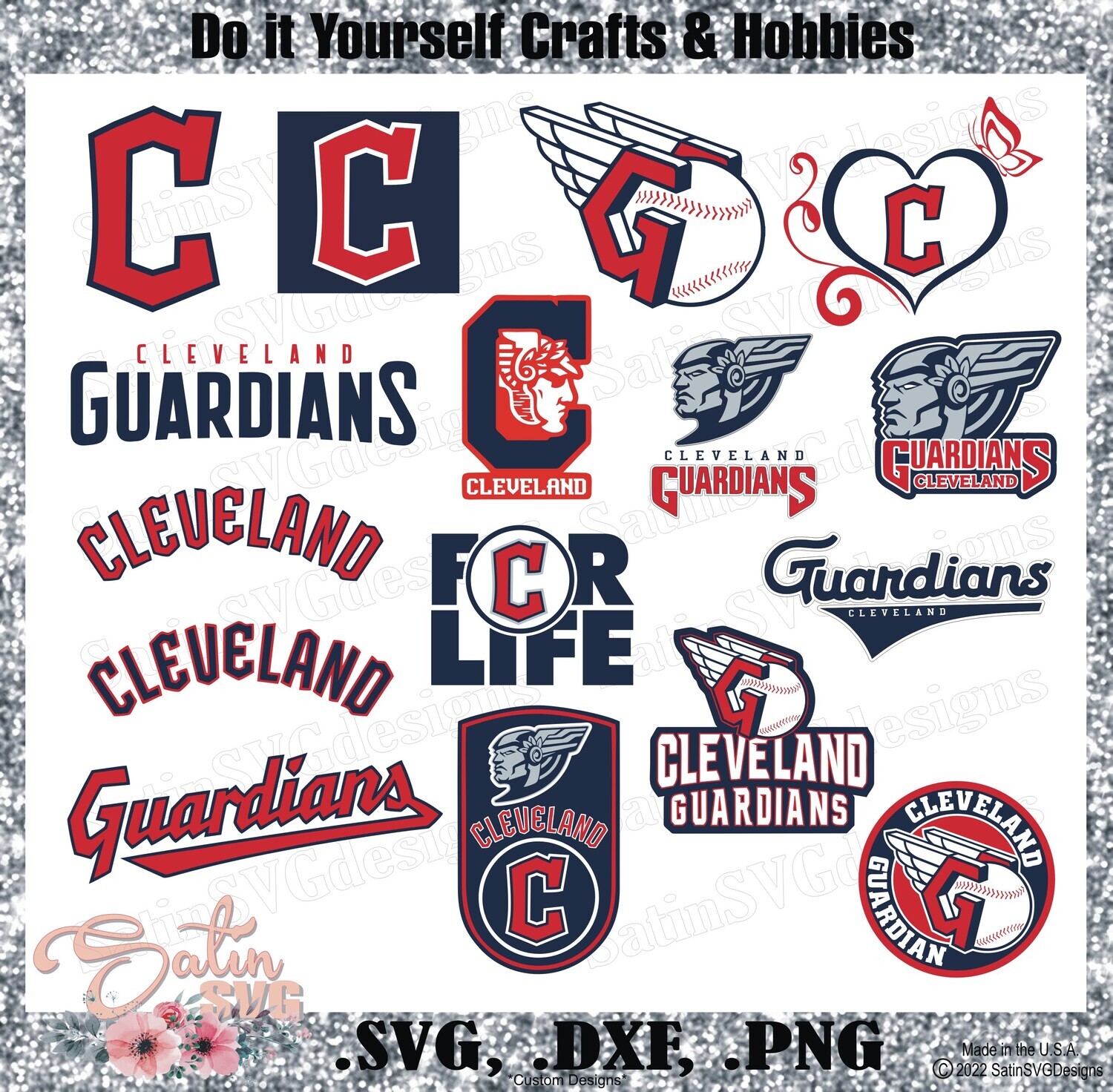 Cleveland Guardians Baseball Set Design SVG Files, Cricut, Silhouette Studio, Digital Cut Files