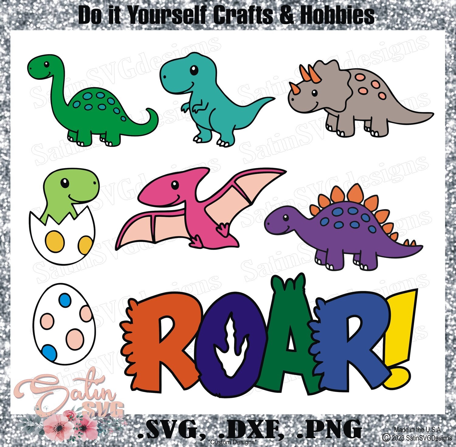 Roarsome, dinosaurs, printable digital clipart set