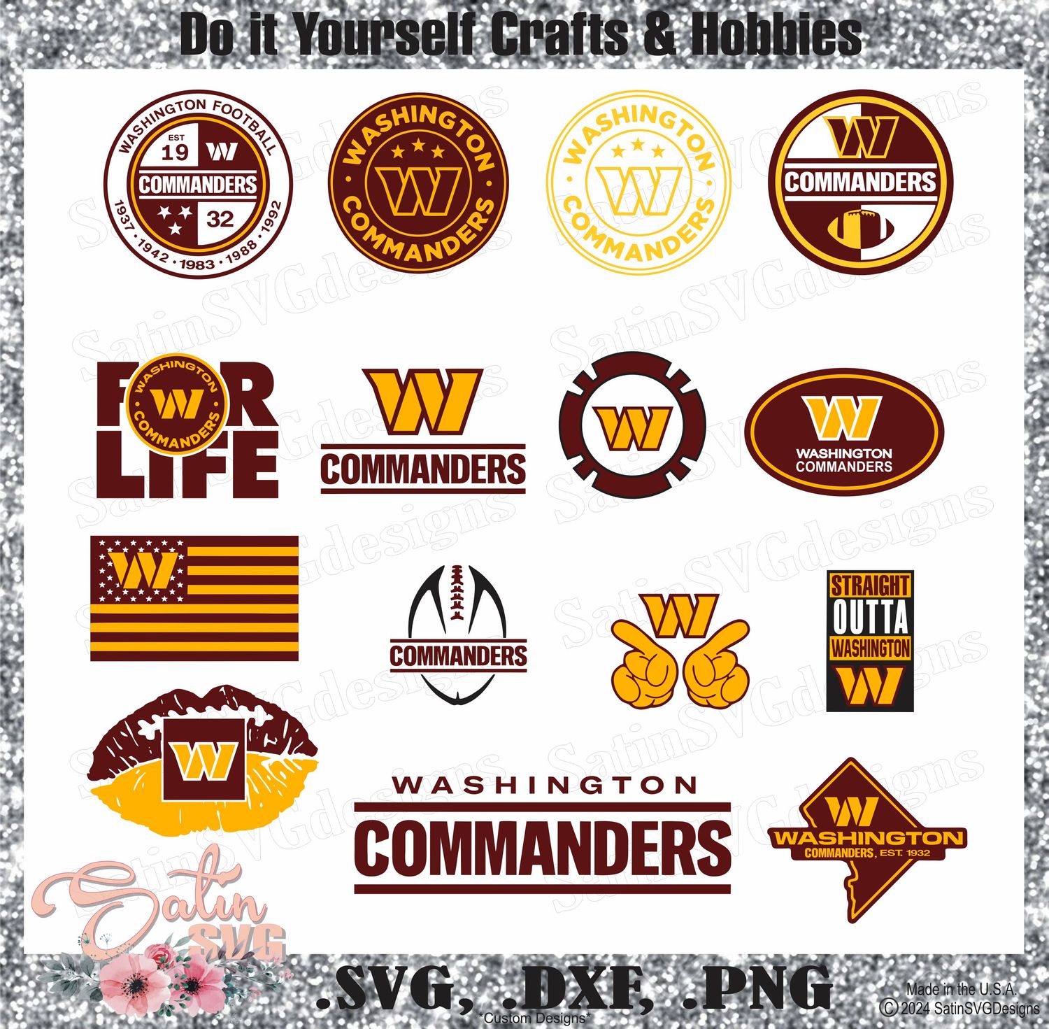 Washington Commanders Design Set NEW SVG Files, NFL Football - Cricut, Silhouette Studio, Digital Cut Files