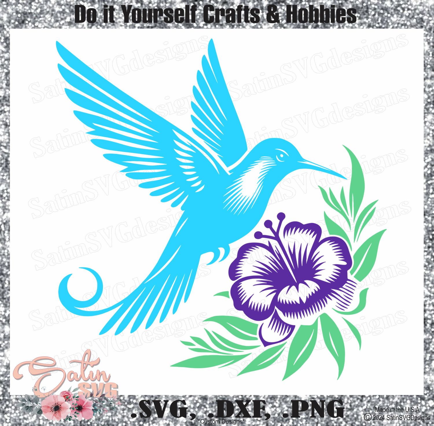 Hummingbird Flower Design SVG Files, Cricut, Silhouette Studio, Digital Cut Files