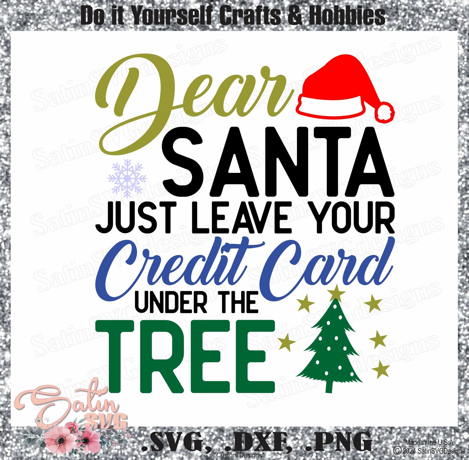Dear Santa Leave Credit Card Design SVG Files, Cricut, Silhouette Studio, Digital Cut Files