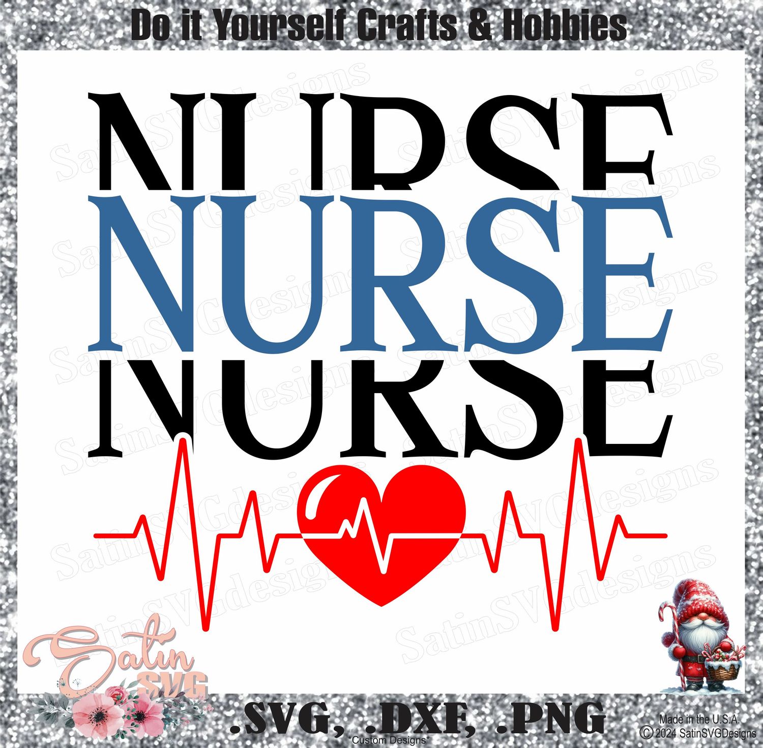 Nurse Nurse Heartbeat Design SVG Files, Cricut, Silhouette Studio, Digital Cut Files
