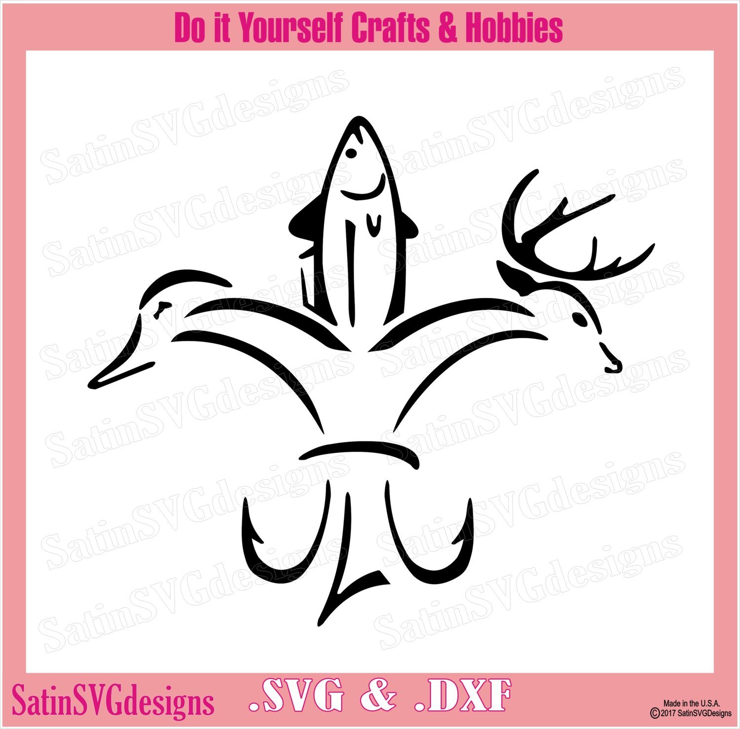 Deer Hunt Fish Design SVG Files, Cricut, Silhouette Studio, Digital Cut  Files