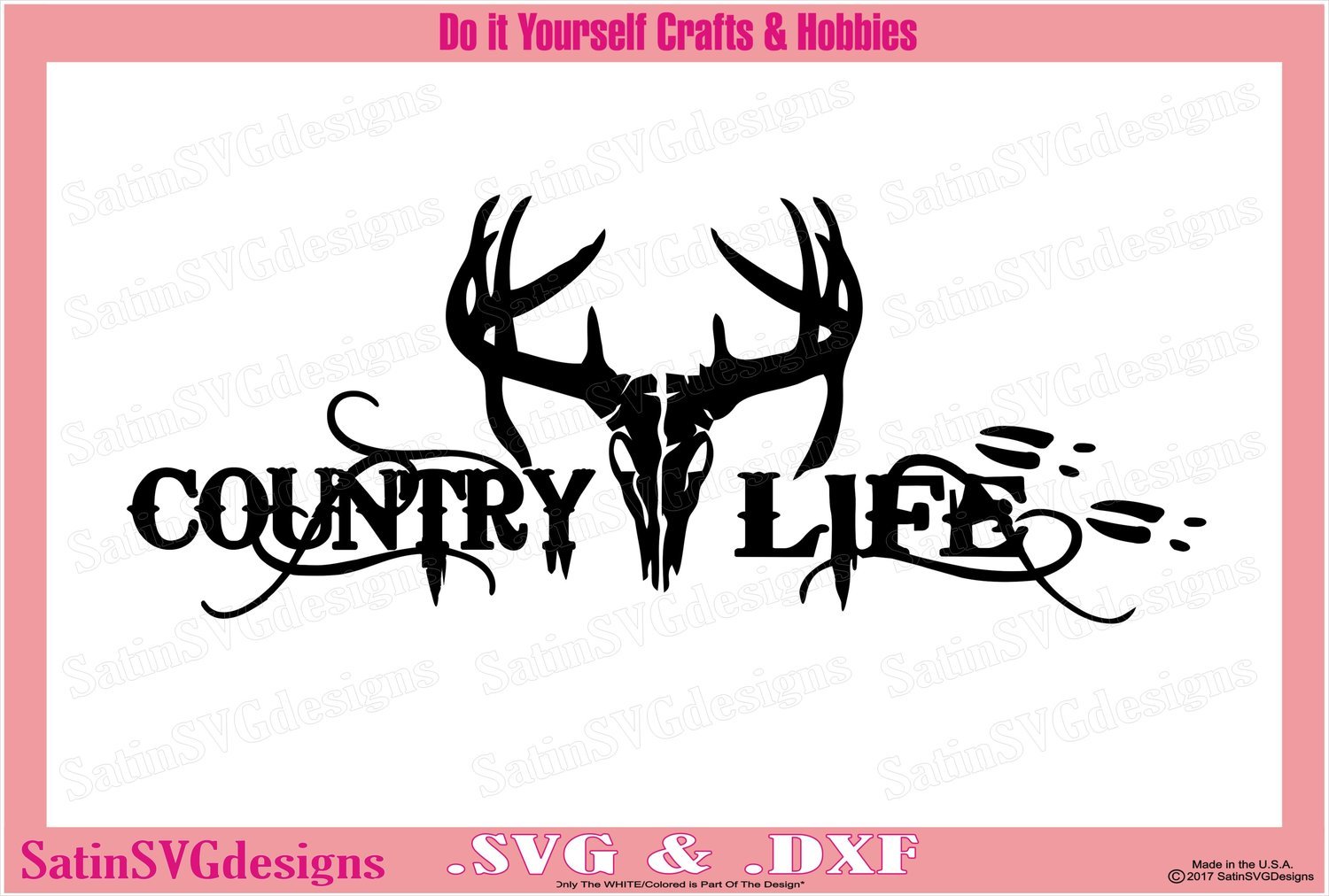 Country Life Deer Skull Design SVG Files, Cricut, Silhouette Studio, Digital Cut Files