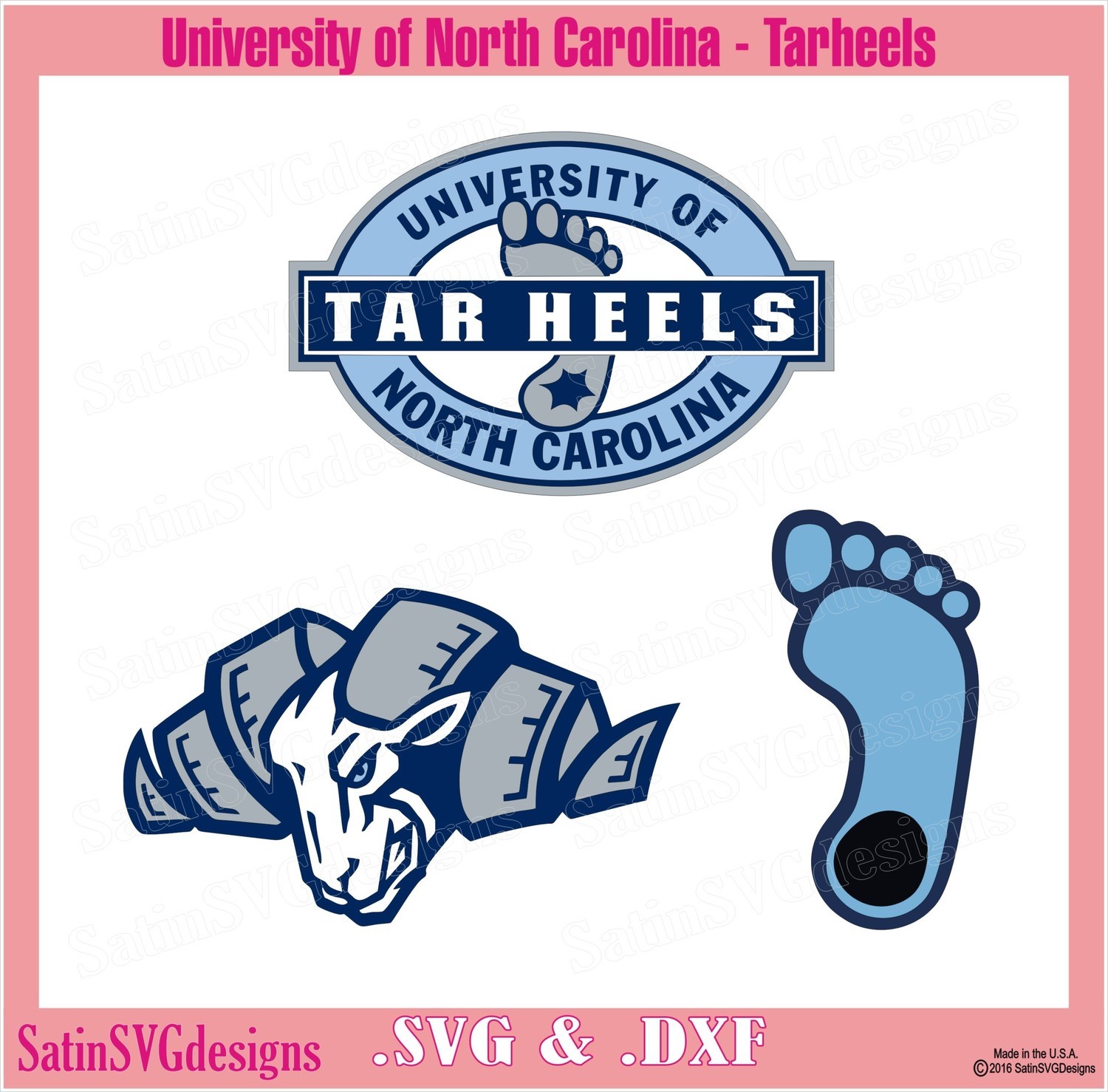 UNC North Carolina Tarheels Set2 College Design SVG Files, Cricut, Silhouette Studio, Digital Cut Files