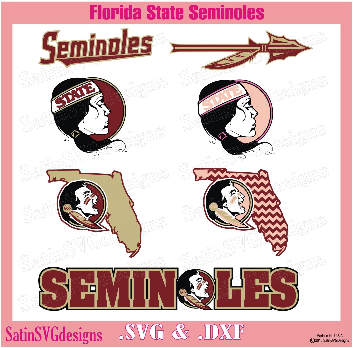 Florida State Seminoles Girl Set Design SVG Files, Cricut, Silhouette Studio, Digital Cut Files
