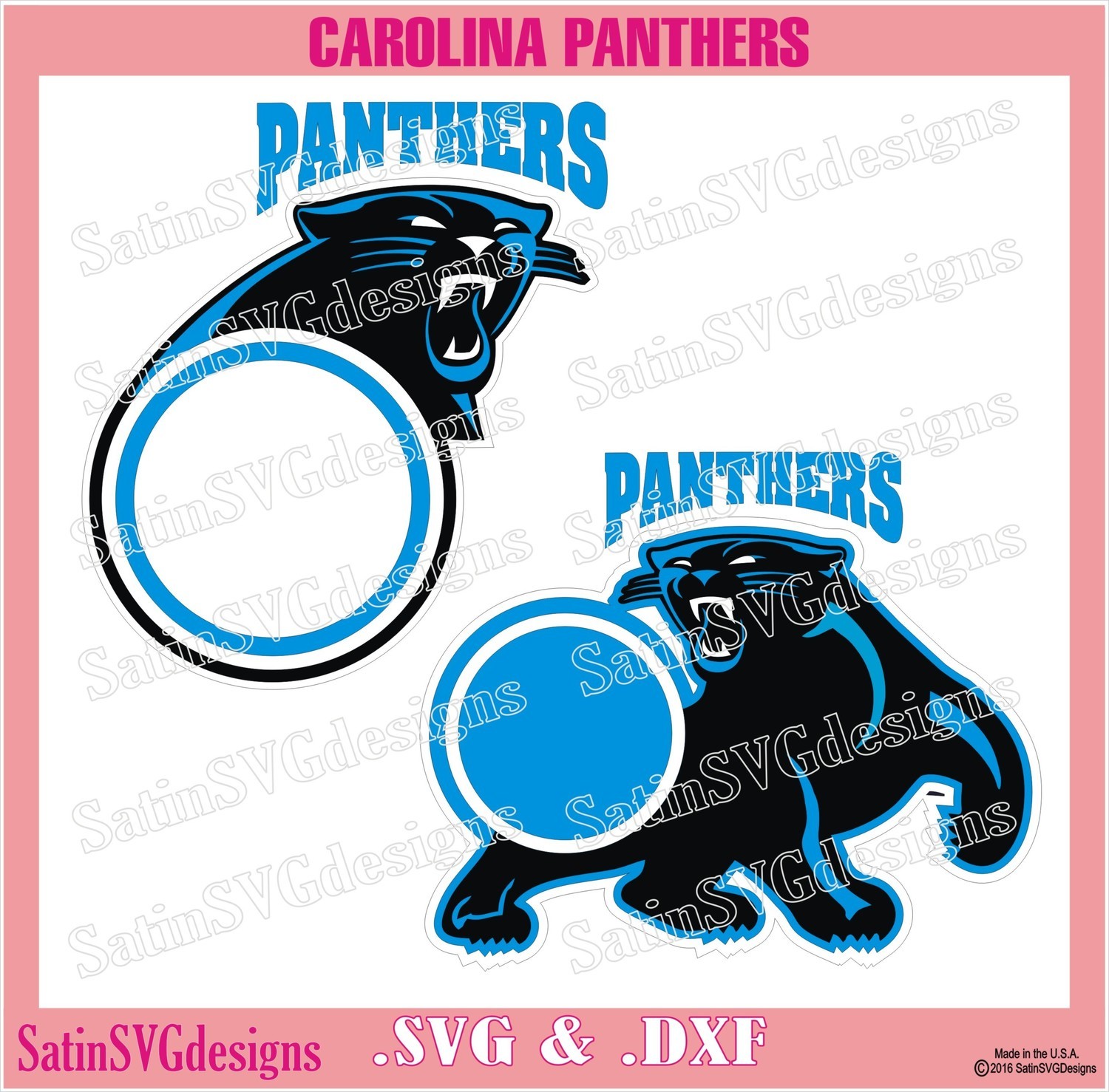 Carolina Panthers Monogram Set Design SVG Files, Cricut, Silhouette Studio, Digital Cut Files